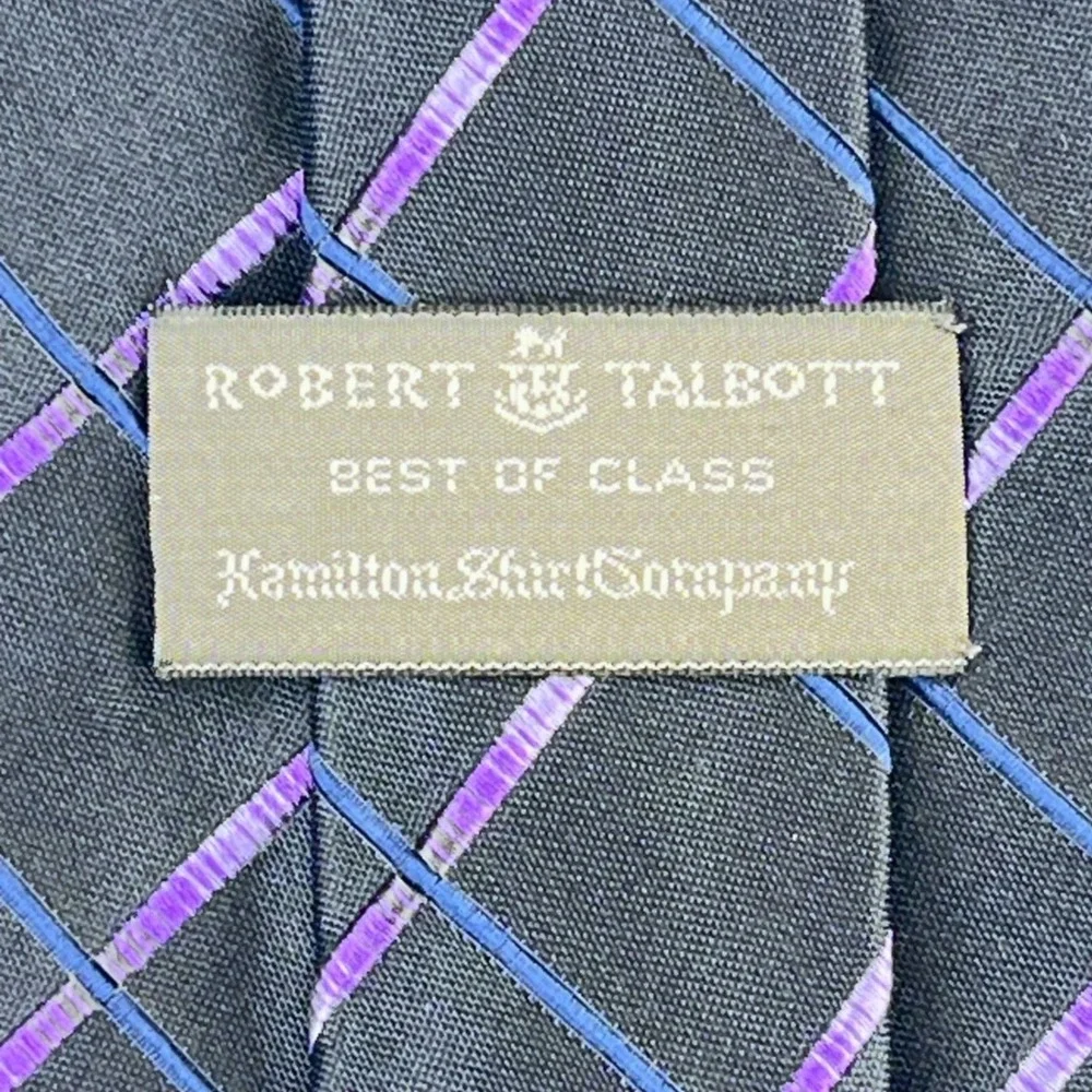Robert Talbott Best of Class Tie Men's Blue Purple Silk Cotton Necktie 3.5